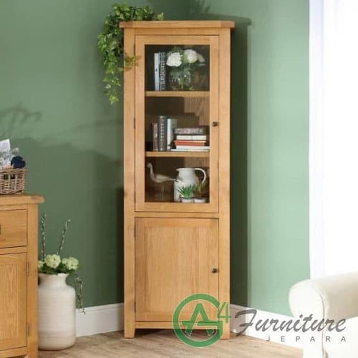 Lemari Hias Sudut Kayu Jati 1 Pintu