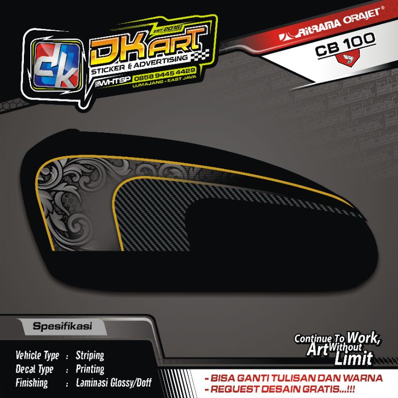 Striping Variasi Sticker Custom CB 100 / CB 125 Motif Original Custom Batik Elegan Airbrush
