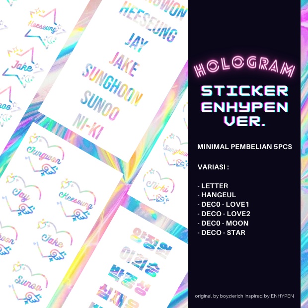 

(MIN. 3PCS) STICKER ENHYPEN HOLOGRAM DECO FANMADE STIKER HIASAN LIGHTSTICK LAPTOP HANDPHONE