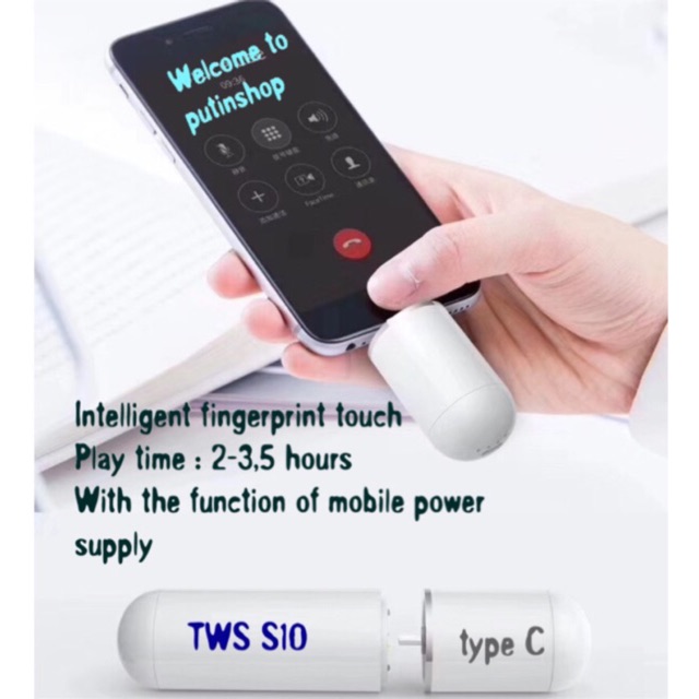 (P) TWS S10 Headset Handsfree Earphone Bluetooth Wireless