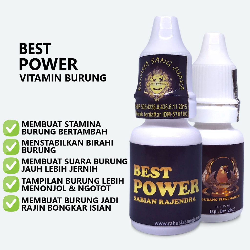 BEST POWER | VITAMIN BURUNG PENAMBAH STAMINA INSTAN MURAI BATU LOVEBIRD PLECI CUCAK IJO KACER KENARI TRUCUK