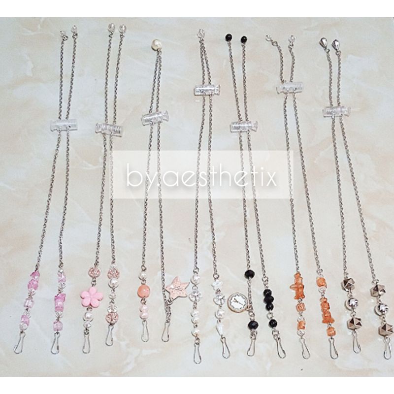 ❤Konektor masker hijab 2in1 Crystal/strap masker rantai hitam/Konektor Rantai/ konektor crystal/kone