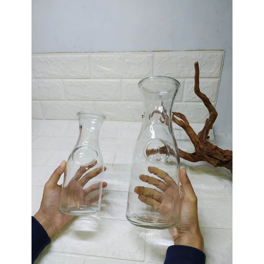 Vas Kaca Botol Lurus BESAR  TANPA TUTUP  - Pot Hias Dekorasi