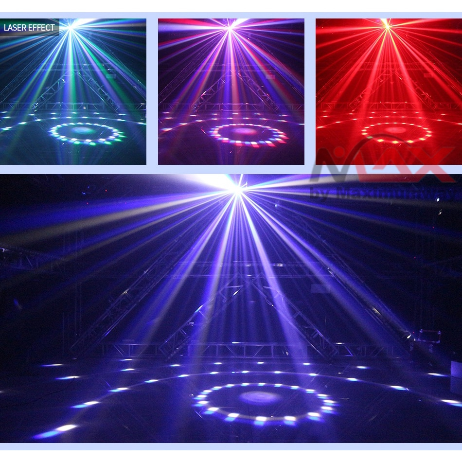 Proyektor Laser Panggung 4 in 1 untuk Pesta DMX 512 efek lengkap lampu sorot disco DJ lampu Led Hias pesta sensor suara DMX512 port ALIEN 50W 4in1 Remote DMX Stage Laser Projector Strobe Magic Ball Lighting Effect DJ Disco Party Holiday Wedding UV Black