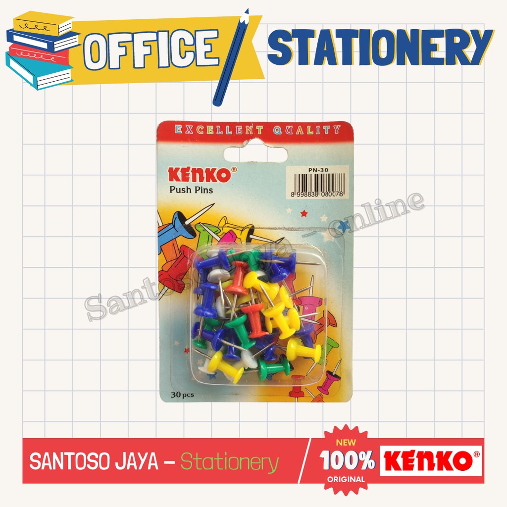 

Push Pins KENKO PN-30 - Paku Pin Warna KENKO PN30 - Paku Kertas