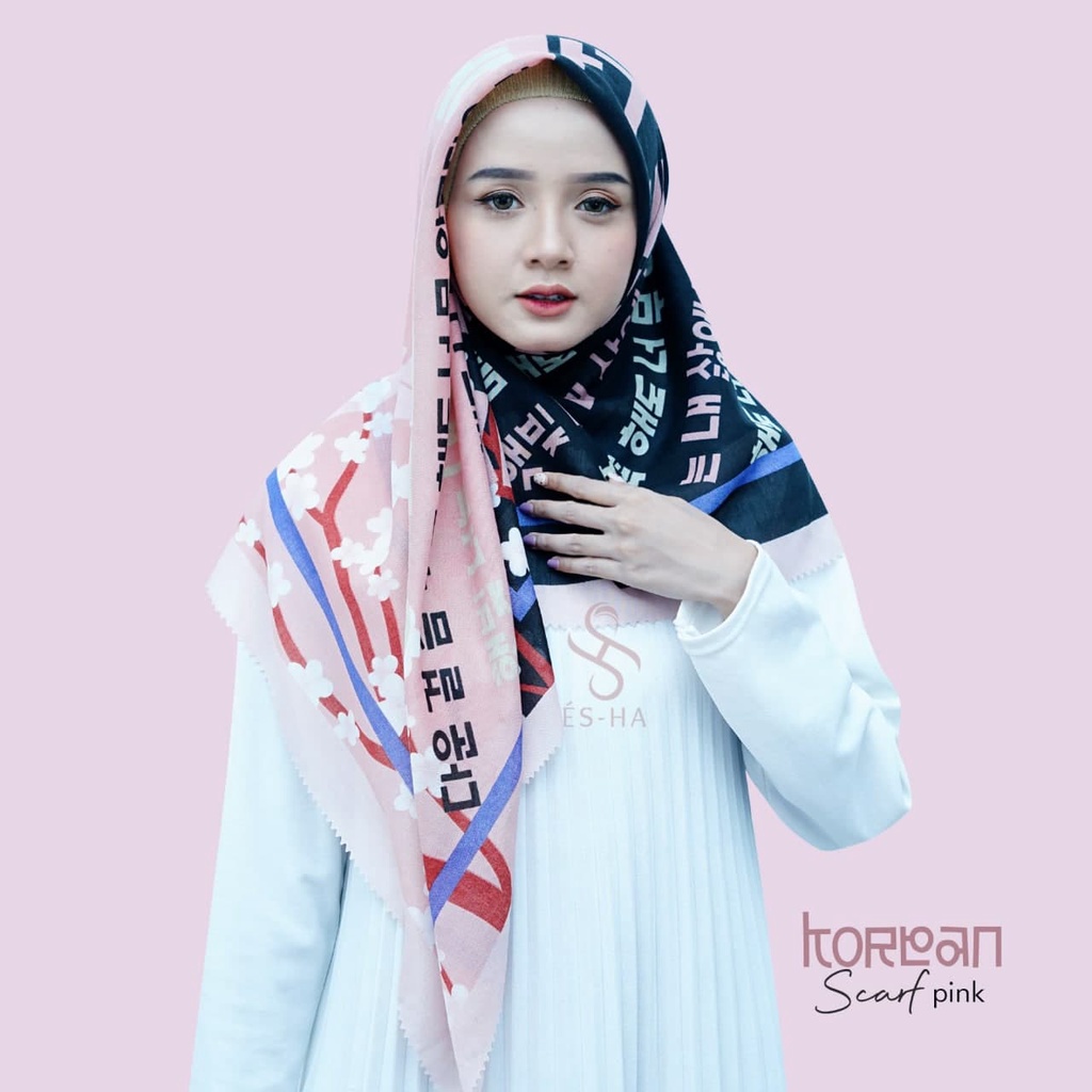 (PART 1) Series Hijab Motif Voal / Segiempat Motif Voal Premium Exclusive-KOREA PINK