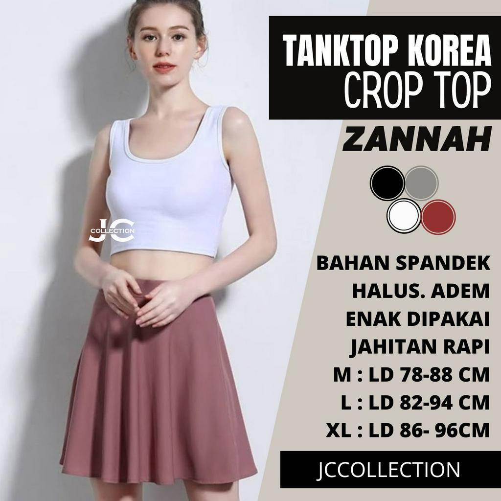 Tanktop Singlet Dalaman Cropped Wanita Gaya Korea Zannah / Kaos Tanktop Crop