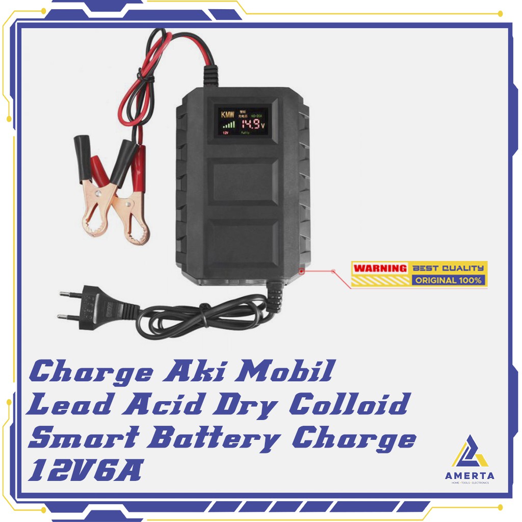 Charger Aki Mobil Lead Acid Dry Colloid Smart Battery Charger Taffware Sikeo 12V6A - DXY88 - Black