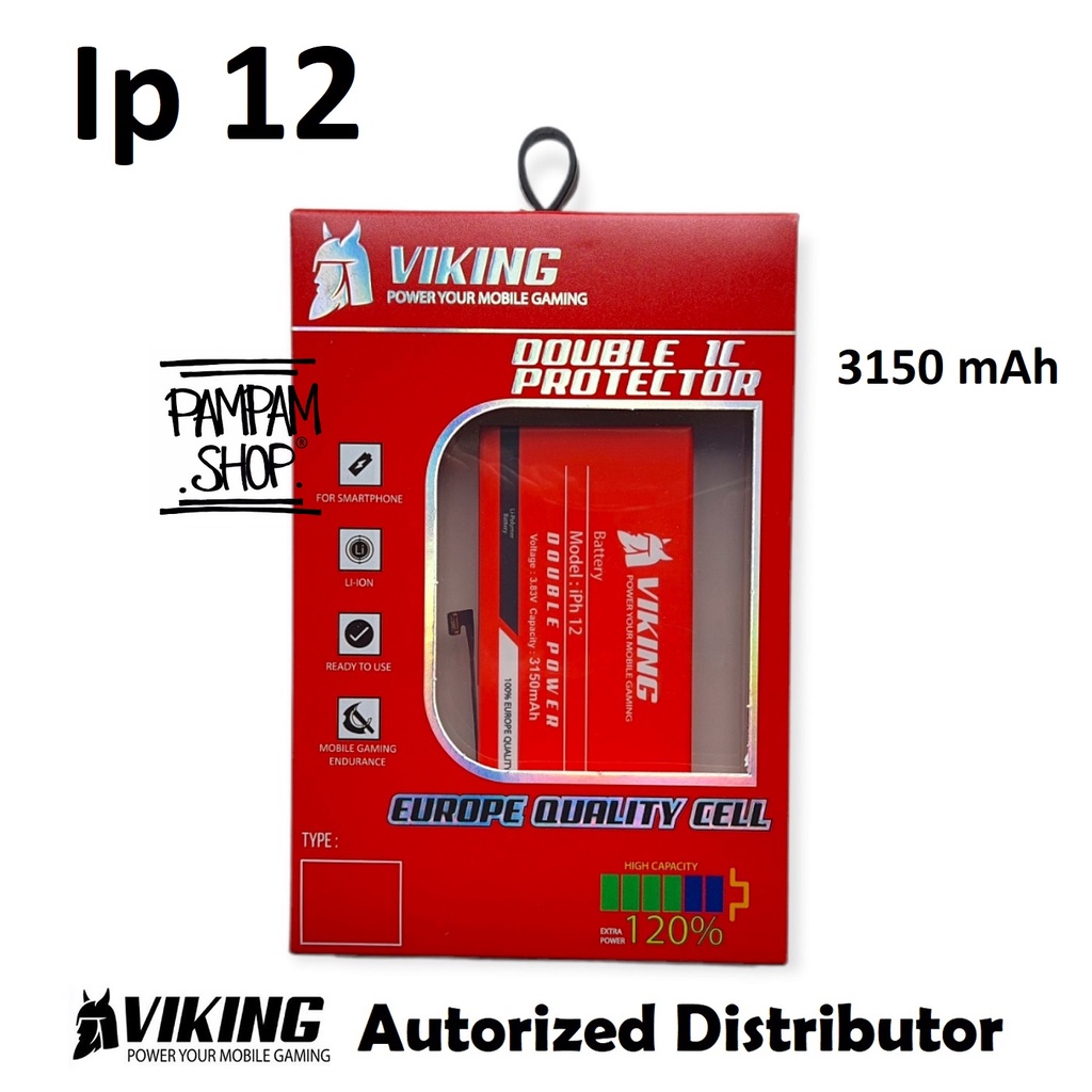 Baterai VIKING Double Power Ip 12 / 12 Pro Batre Batrai Battery Iphone