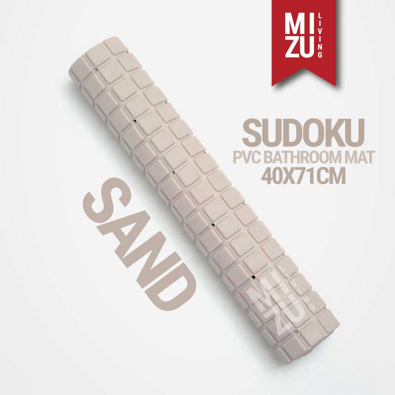 SUDOKU PVC Bathroom Mat Shower Bath Anti Slip Mat Keset Kamar Mandi PVC Penghisap Suction Cup 40x70-SAND