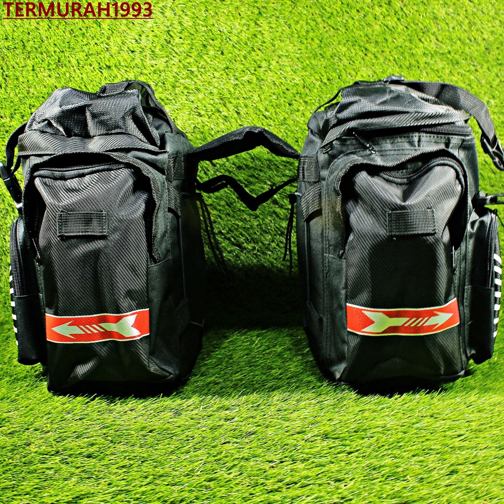 Tas Pannier Shimano Double Touring Bagasi Kiri Kanan Warna dasar hitam