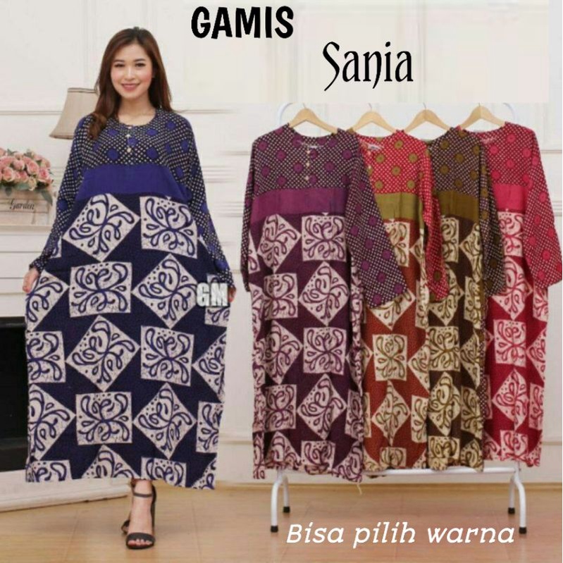 Gamis Rayon Homey Dress Terlaris Baju Wanita Lengan Panjang Muslim Syari Motif Batik