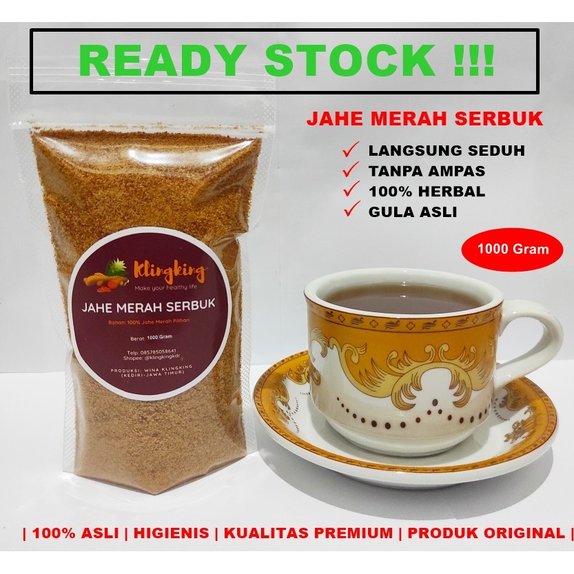 

JAHE MERAH SERBUK SIAP SEDUH ALAMI BERKHASIAT 1000gr