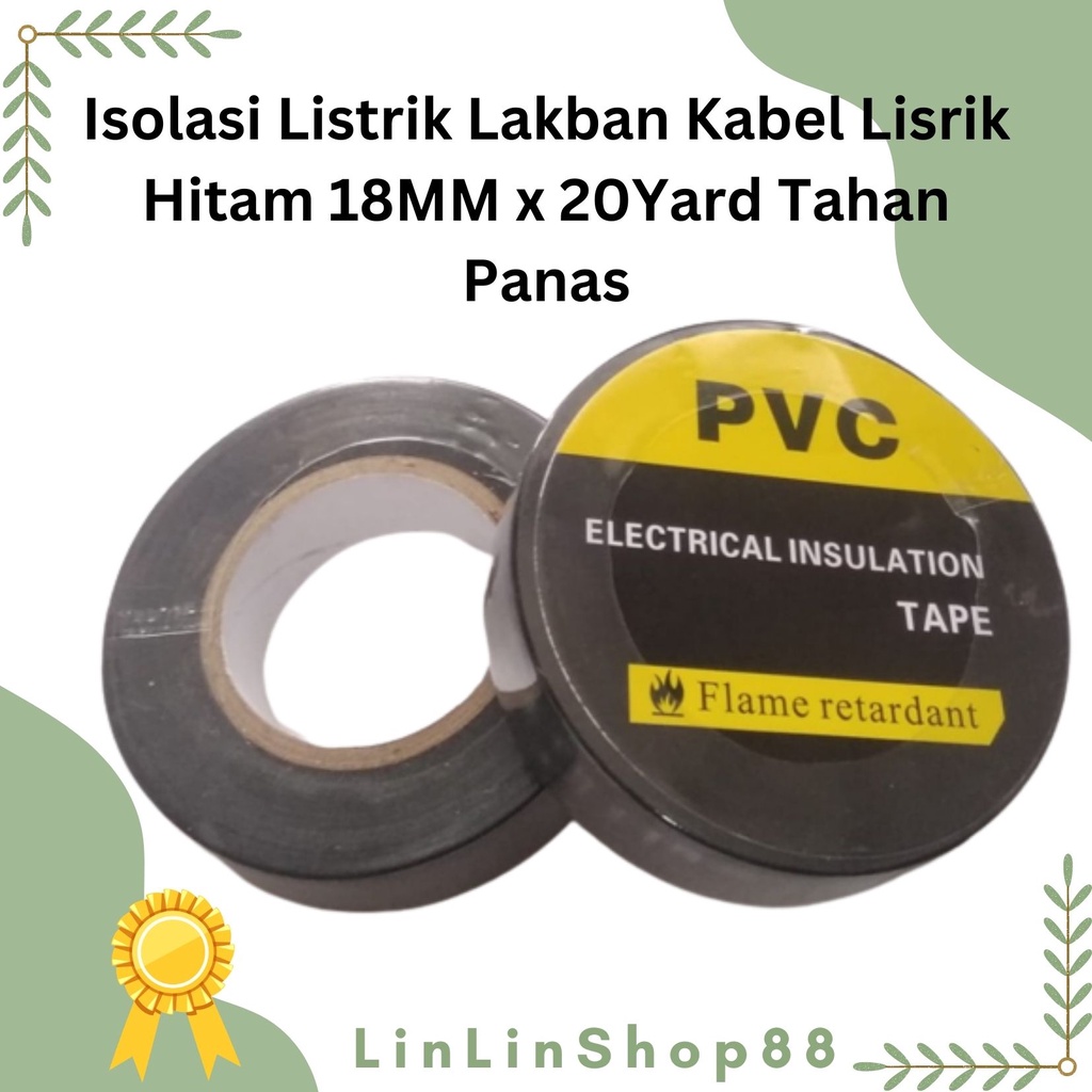 Isolasi Listrik Lakban Kabel Lisrik Hitam 18MM x 20Yard Tahan Panas