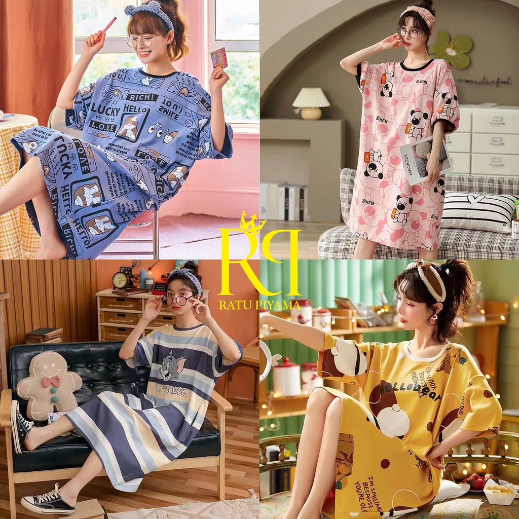Daster Wanita Import Motif Karakter Hewan dan kartun / Baju Tidur lucu wanita remaja dan dewasa impo