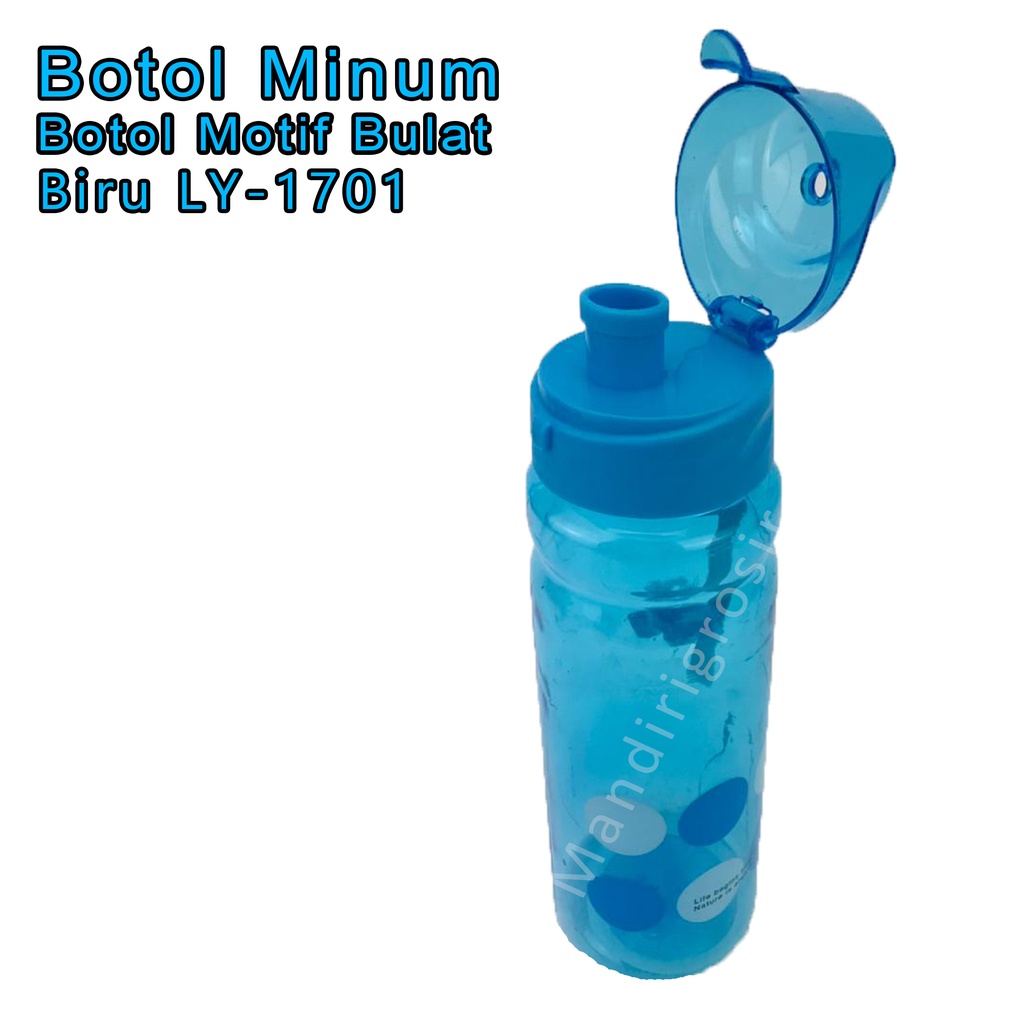 Motif Bulat Warna Biru LY-1701 * Botol minum plastik * 600 ml