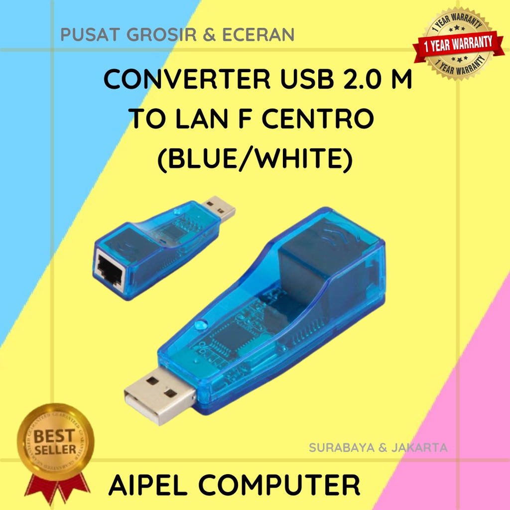 LAN2  CONVERTER USB 2.0 MALE TO LAN FEMALE CENTRO BLUEWHITE