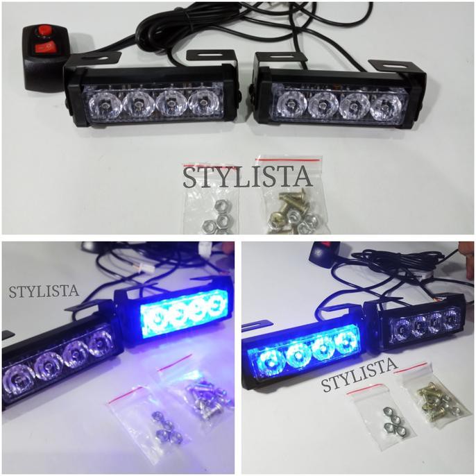 DISCOUNT LAMPU STROBO LED 4 MATA BUAT MOTOR DAN MOBIL #1