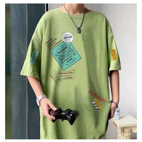 T-SHIRT GAYA KOREA SEDERHANA FASHION SABLON OVERSIZE T-SHIRT BESAR PRIA DAN WANITA