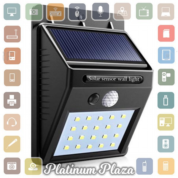 TaffLED Lampu Solar Sensor Gerak Outdoor Weatherproof 20 LED 460 L`1240F2- Black