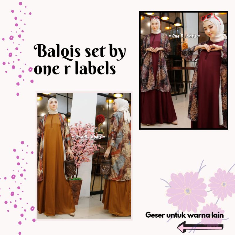 Set inner outer/Gamis lebaran/Set baju lebaran/Balqis set by One R Labels (SIAP KIRIM)