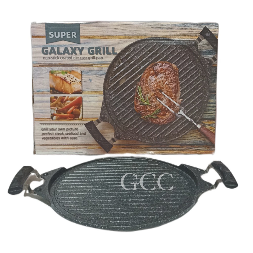 A1 Super Galaxy Grill Pan Wajan Panggangan Anti Lengket Marble 30cm Round Grill Pan Non Stick BBQ