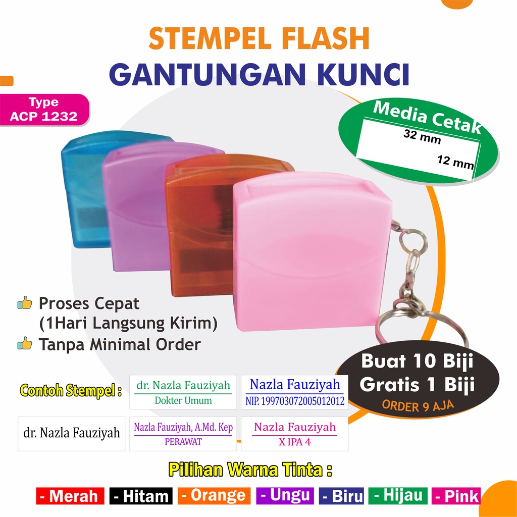 

Stempel Nama Dokter Perawat bidan Apoteker Pegawai NIP SIP NIK NIRA HP gantungan kunci