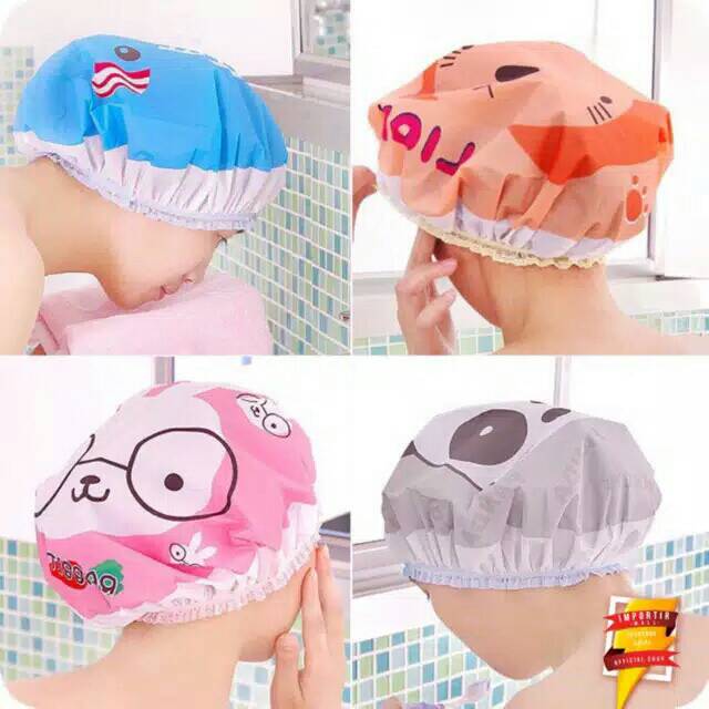 Shower cap/Shower Cap Karakter/Topi keramas/Topi Keramas anak/Topi Keramas Dewasa/Topi Keramas Bayi