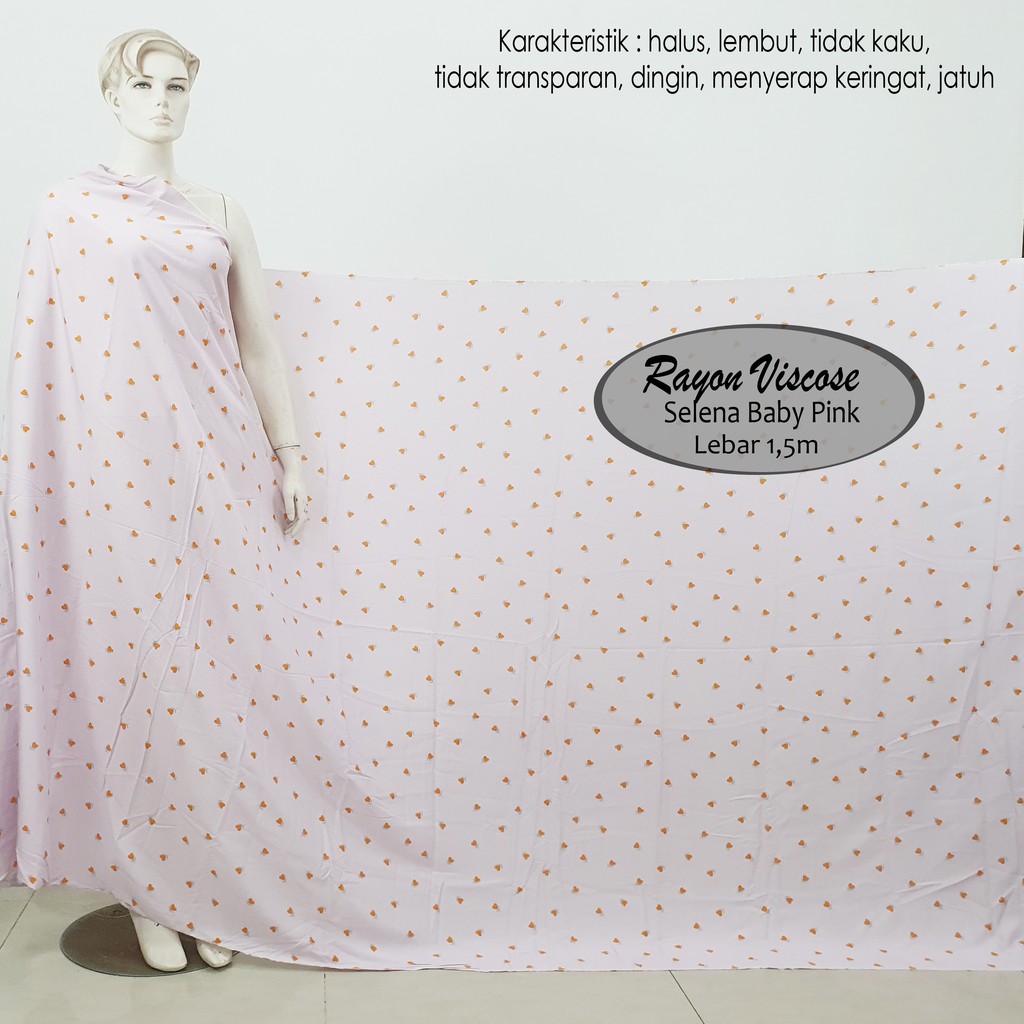 BAHAN RAYON VISCOSE "SELENA BABY PINK" (harga per 0,5m)