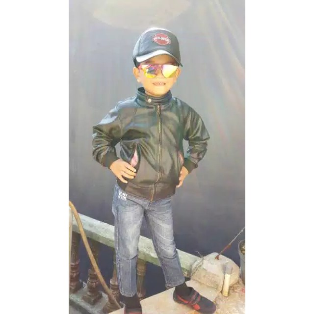 Jaket kulit anak motor laki laki perempuan karakter lucu X-man ultraman Boboboy branded bagus impo