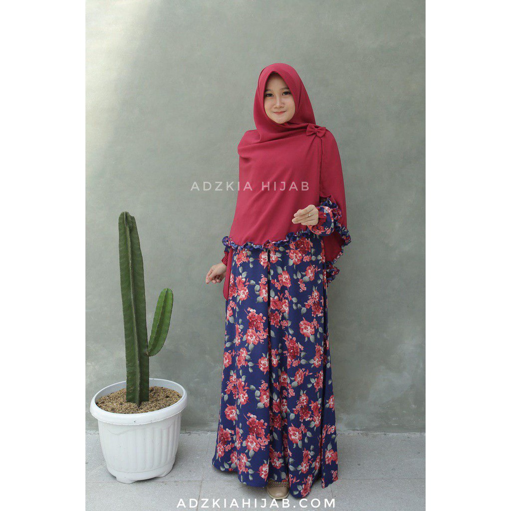 Gamis Syar'i Aira Motif Bunga By Adzkia Hijab