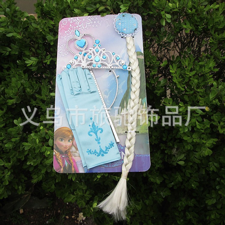 Set 5 in 1 Aksesoris Tongkat Elsa Frozen Mahkota Bandana Sarung Tangan Glove Crown