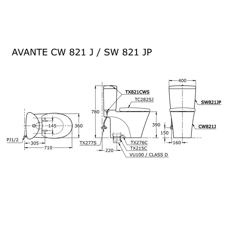 Kloset toto CW 821 J / SW 821 JP || kloset duduk toto CW 821 J / W