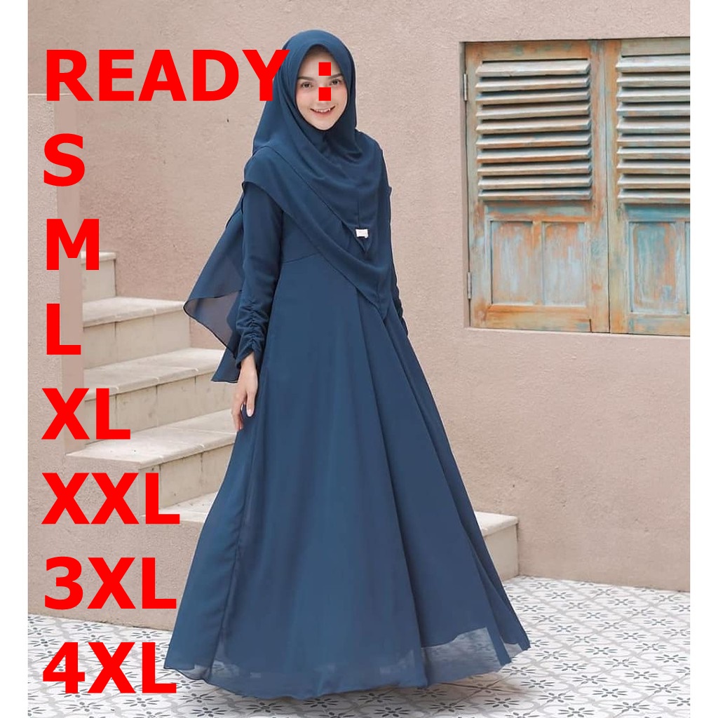 Kem_Store - Mayra Syari FREE HIJAB / Gamis Syari Set Khimar / Gamis Plus Kerudung / Baju Syari Polos Murah / Setelan Syari Remaja Terbaru 2021 / Baju Syari Pengajian-5