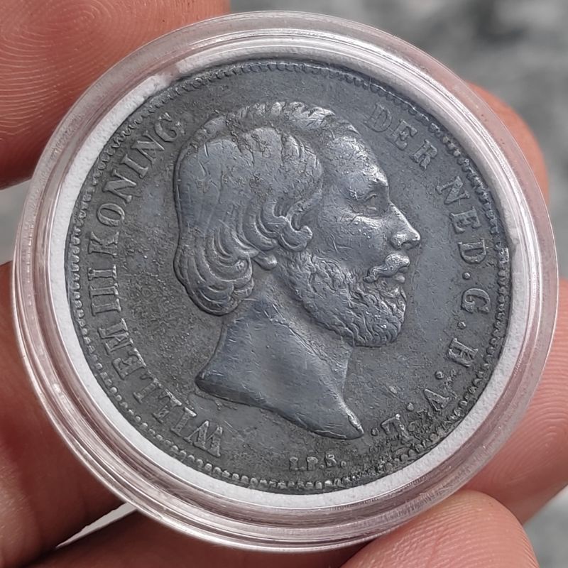 Uang Koin Perak Kuno 1 Gulden Willem 3 Tahun 1863 Silver Coin