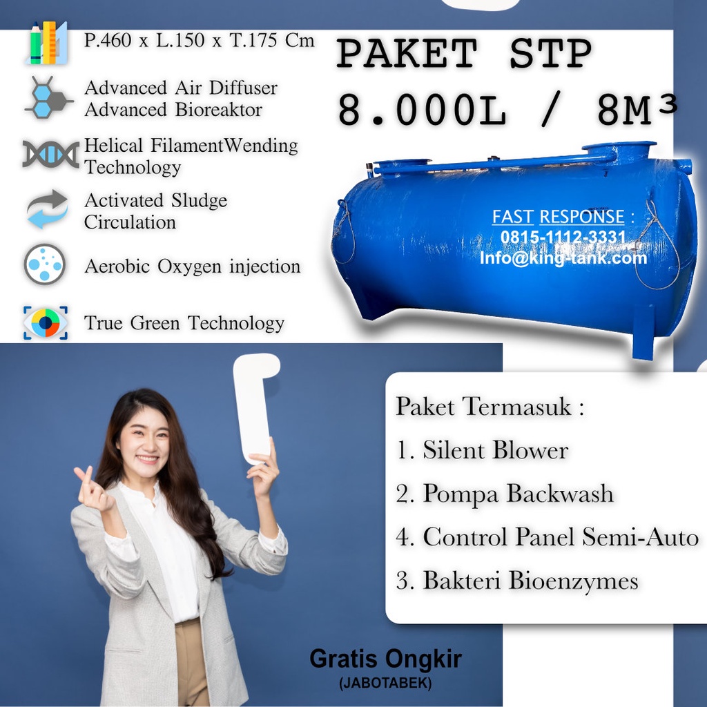 PAKET Tangki 8000 Liter / 8m3 Tangki IPAL BIOTECH