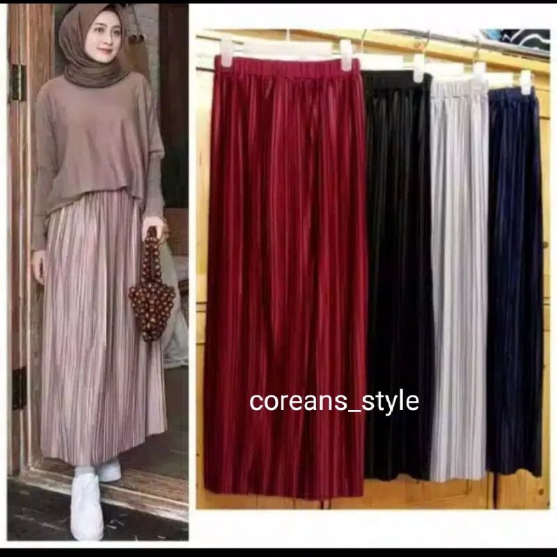 Rok plisket lurus/Rok plisket premium/Rok plisket panjang/Rok murah