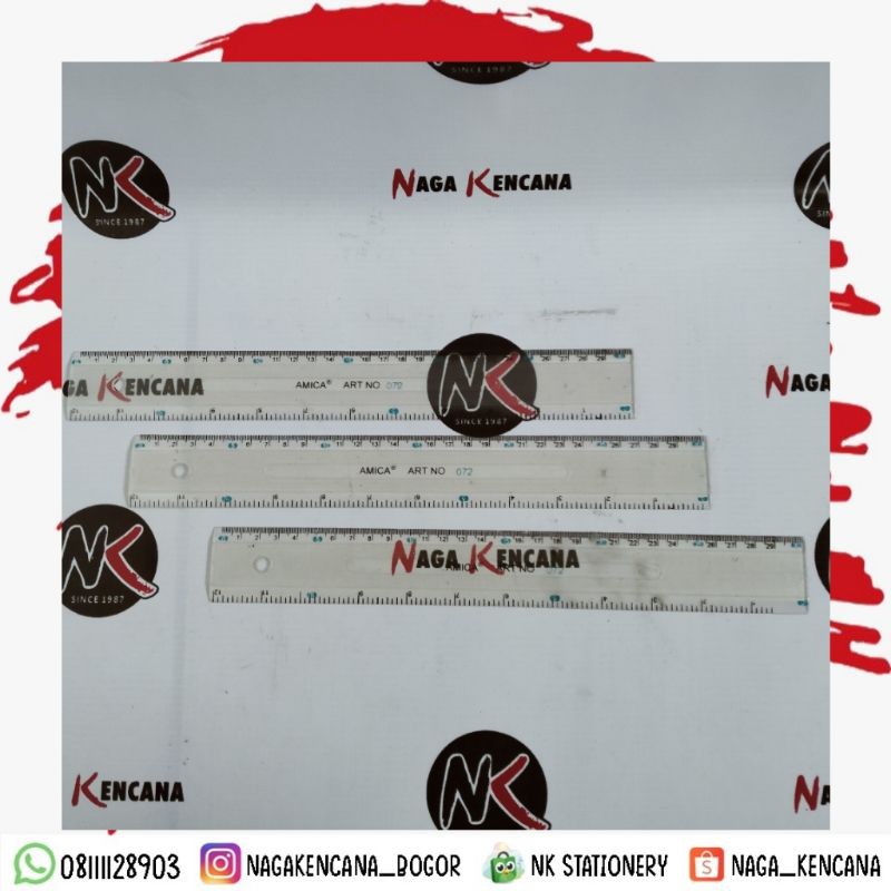 

Penggaris/Garisan/Ruler Plastik Pelastik Plastic Bening AMICA 30 cm