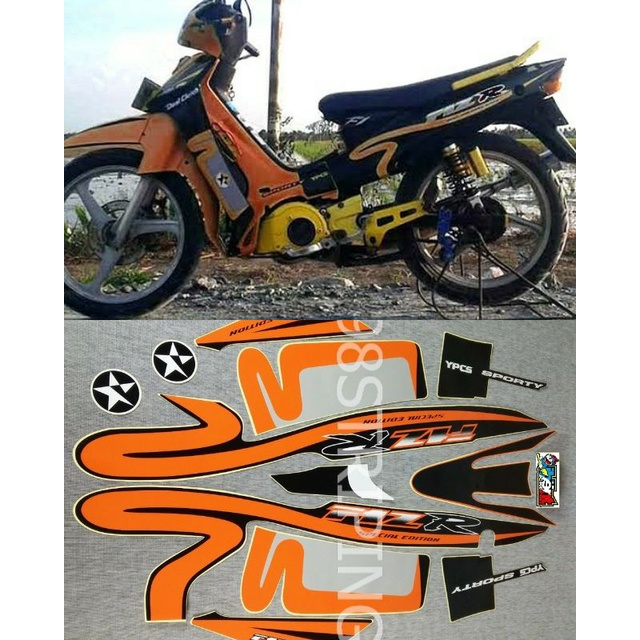 STIKER STRIPING LIS YAMAHA FIZ R CALTEX ORANGE