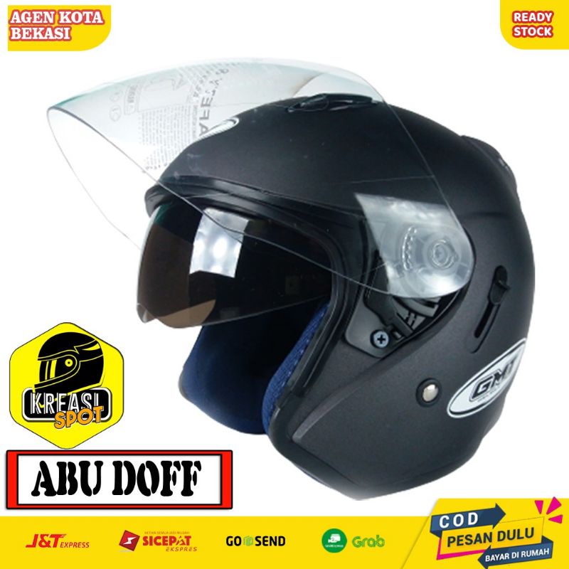 HELM SNI PRIA WANITA CEWEK COWOK DEWASA COUPLE LUCU ORIGINAL GMT CENTRO HALF FACE DOUBLE VISOR MURAH