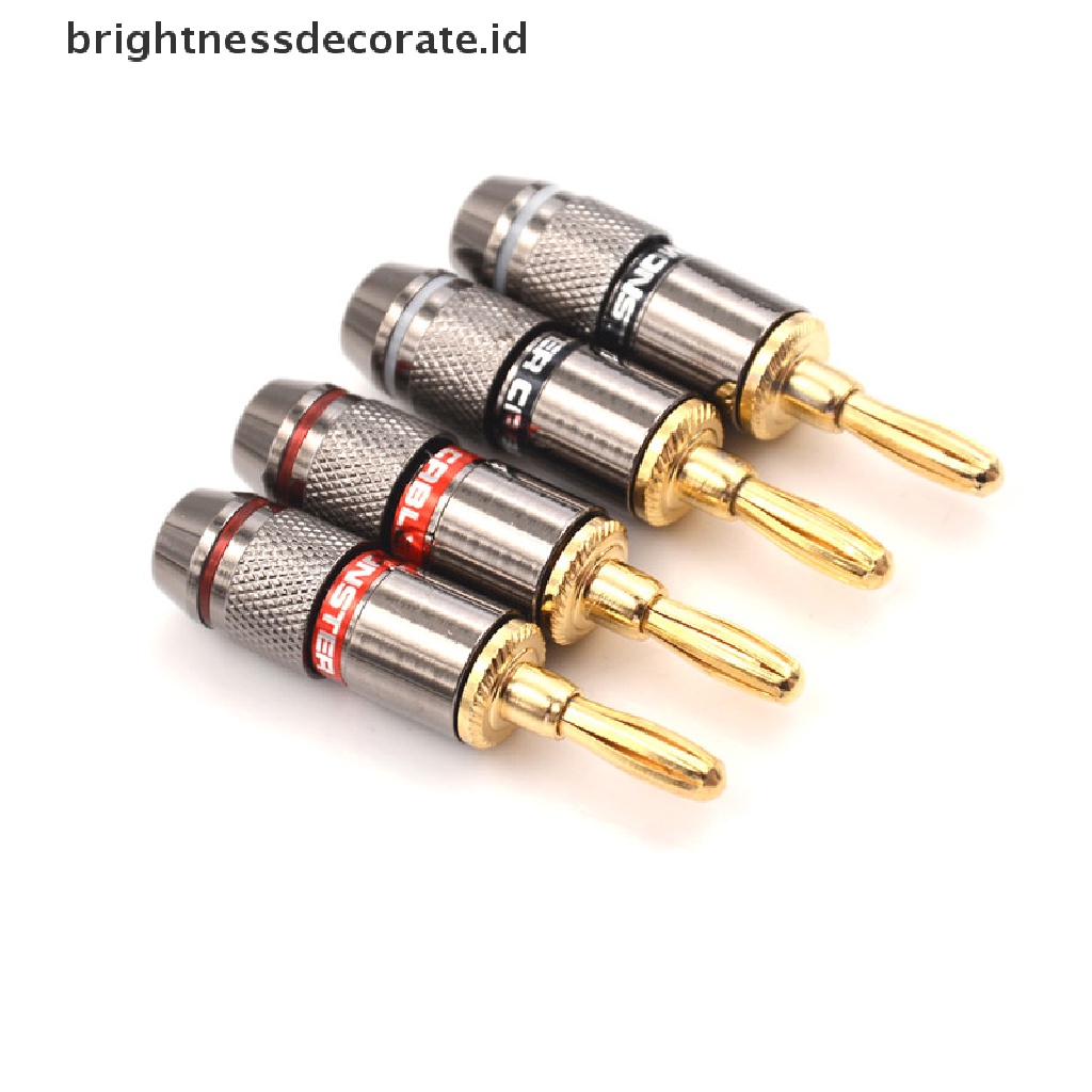 4pcs Plug Konektor Banana Male 4mm Lapis Emas Untuk Speaker