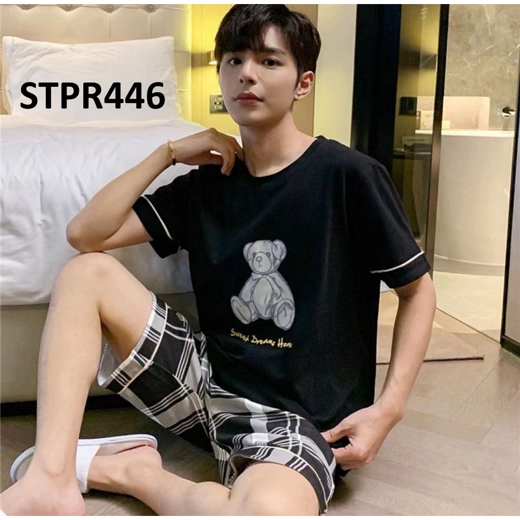 Baju Tidur Pria Lengan Pendek Celana Pendek Korean Style