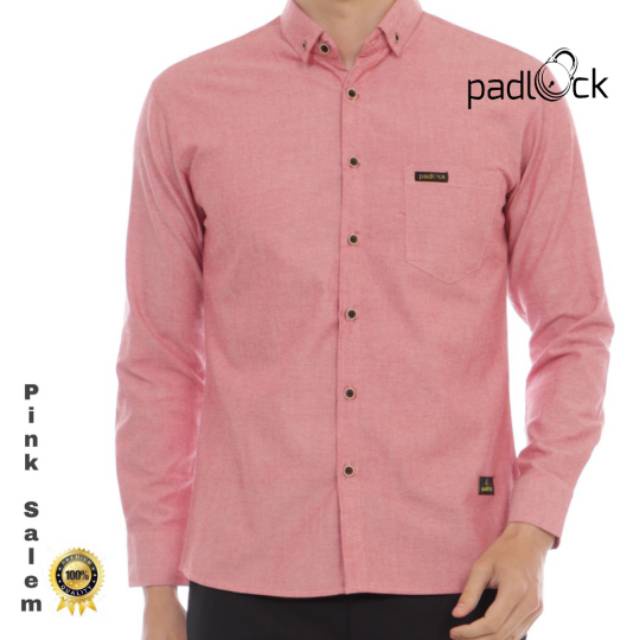 Kemeja Panjang Pria Padlock Warna Pink Salem Murah Kekinian Premium Terlaris Ramadhan Model Terbaru 