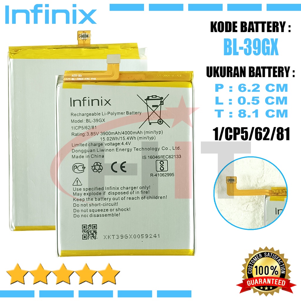 Baterai Battery Infinix BL-39GX / Hot S3 X573 , Hot 6 Pro X608