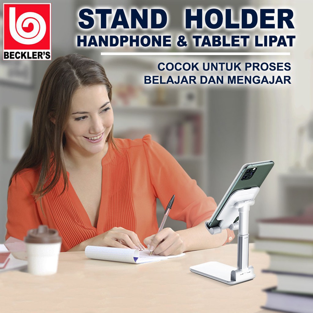 HP Holder Lipat Folding Desktop Phone Holder Stand Universal Portable Zoom Meeting Online - PUTIH