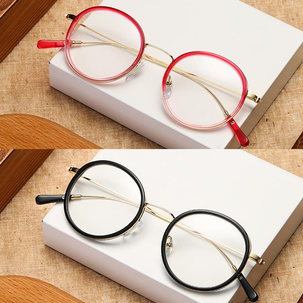 Kacamata Logam Nanas Fashion Bulat Vintage Ultra Ringan Frame