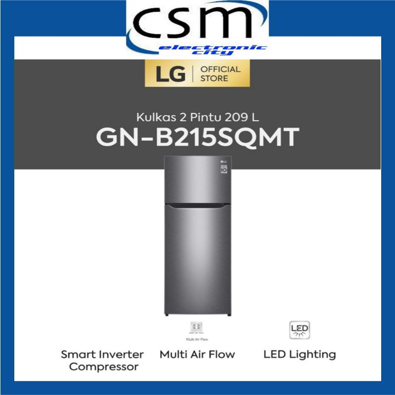 LG GN-B215SQMT Kulkas 2 Pintu / Dua Pintu - Smart Inverter Twist Ice 209 Liter - GN-B215SQMT
