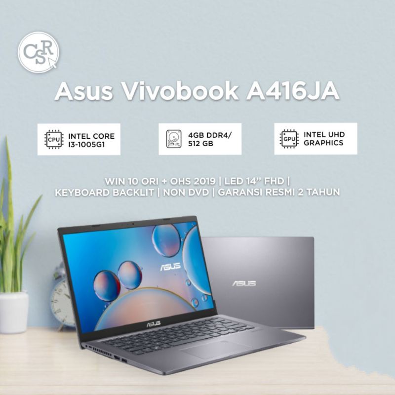 LAPTOP ASUS VIVOBOOK A416JA INTEL CORE I3-1005G1 RAM 4GB SSD 512GB 14 INCH FHD WINDOWS+OHS