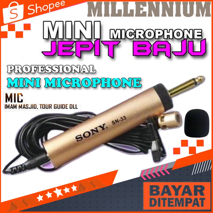 Mic Kancing SONY SN-33 Mic Jepit Baju Mik Mic Kabel Mikrofon Microphone