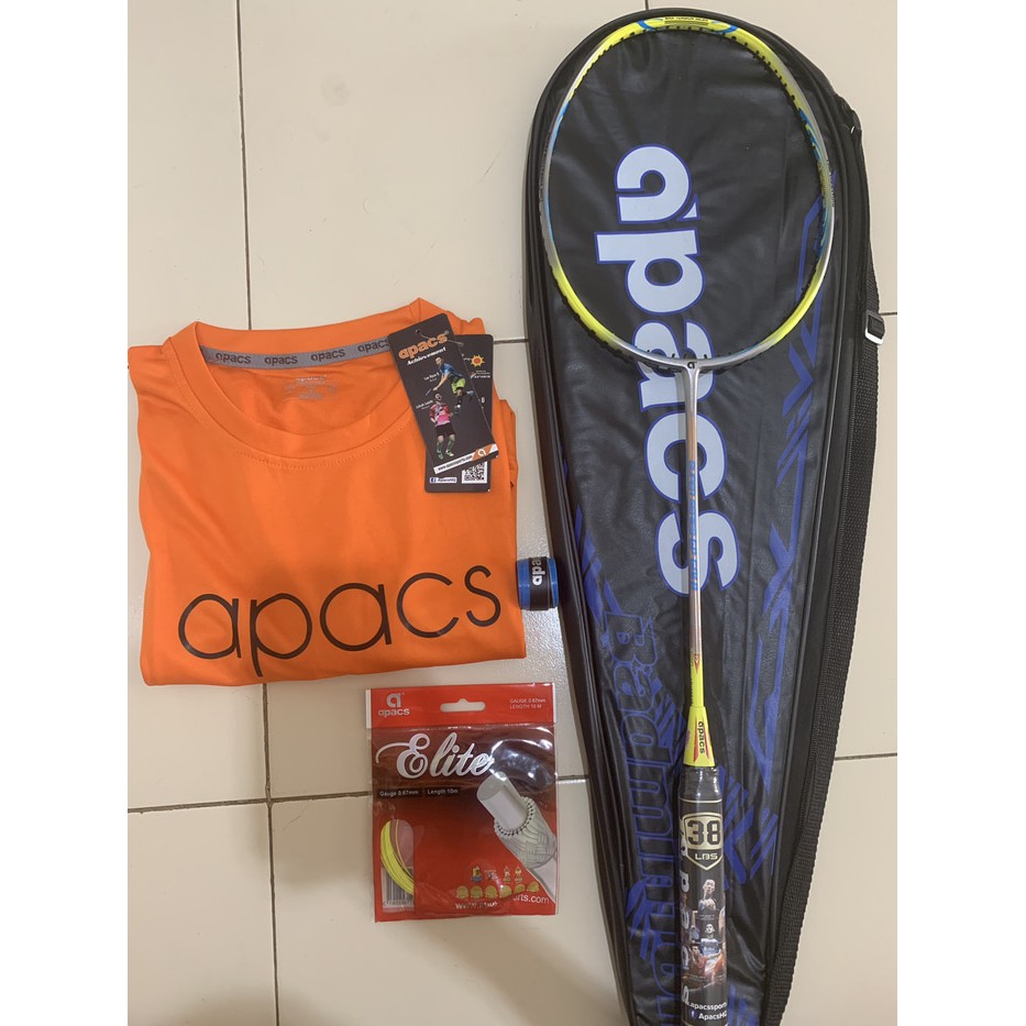 Jual Raket Badminton APACS SUPER SERIES GP GOLD MX 38 Lbs komplit ORIGINAL Diskon